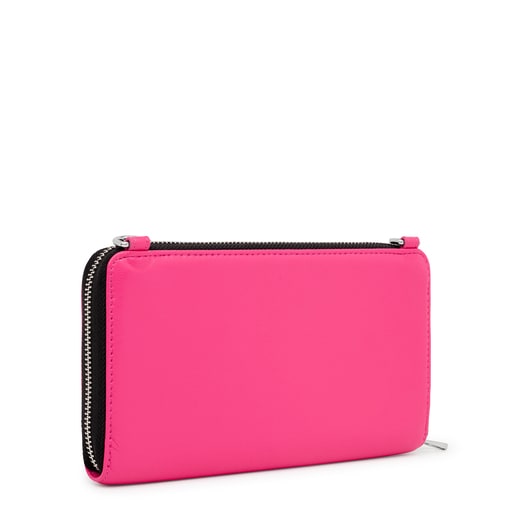 Portefeuille accroché avec pochette pour téléphone portable fuchsia TOUS Carol