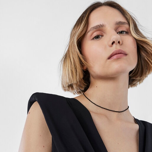 Колье Camille из серебра с розовой позолотой и ониксом