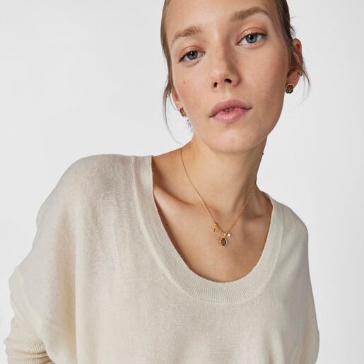 Collar trébol con baño de oro 18 kt sobre plata y gemas TOUS Good Vibes