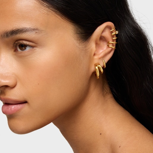 Double Hoop earrings with 18kt gold plating over silver Line