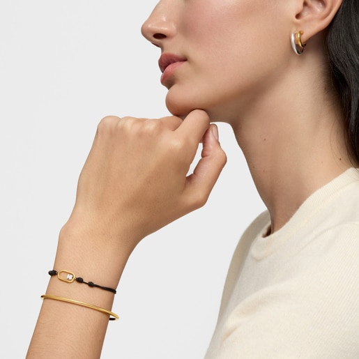 Pulsera de nylon negro bicolor Camille