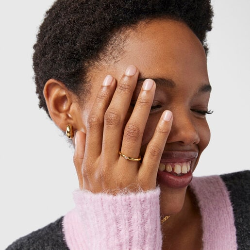 خاتم TOUS Ring Mix Ringمن الفيرميل الفضي والياقوت الوردي