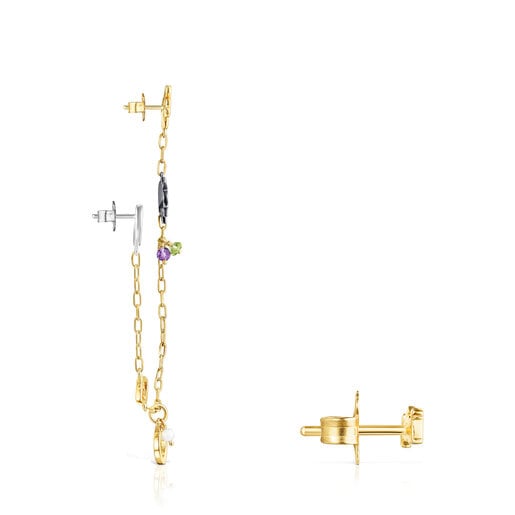 Серьги TOUS Good Vibes из вермеля, серебра и темного серебра с драгоценными камнями