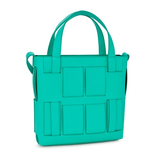 Sac à bandoulière TOUS Damas moyen turquoise et marron