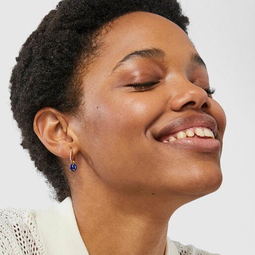 Pendiente con baño de oro 18 kt sobre plata y lapislázuli y esmalte de color TOUS Vibrant Colors