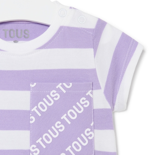 Girl's striped cotton t-shirt in Casual lilac