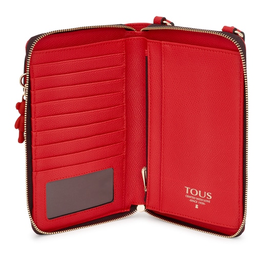 Pochette de téléphone portable à bandoulière avec portefeuille TOUS Funny rouge