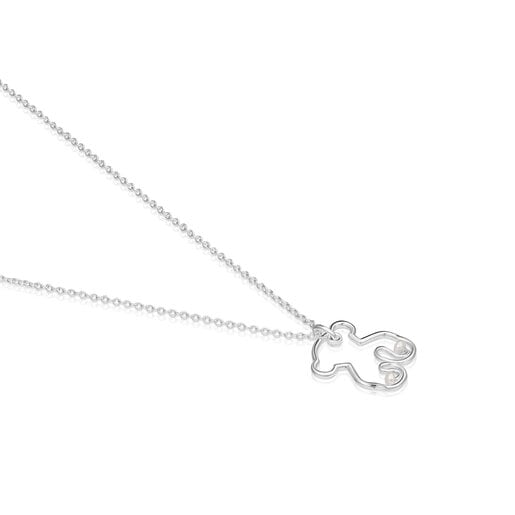 Silver Tsuri Bear necklace with cultured pearls | TOUS