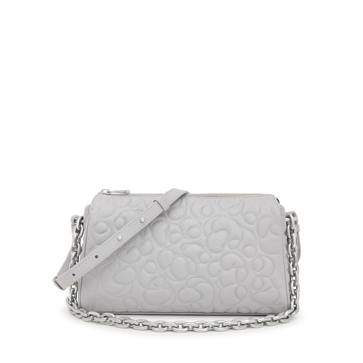 Bolso grande de piel gris TOUS Greta