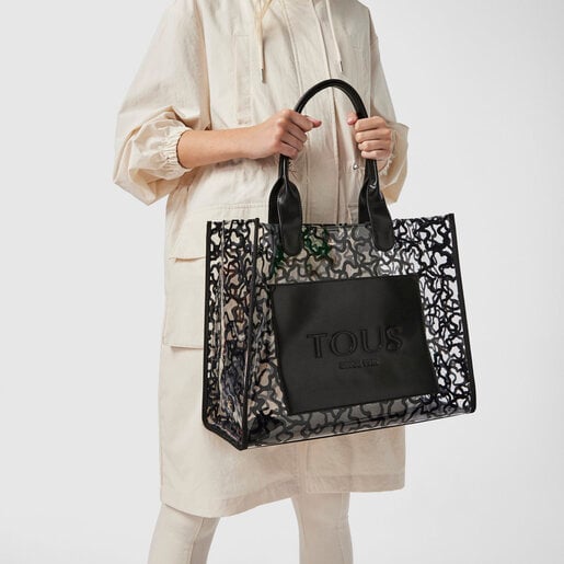 Большая прозрачная черная сумка-shopping Amaya Vinyl