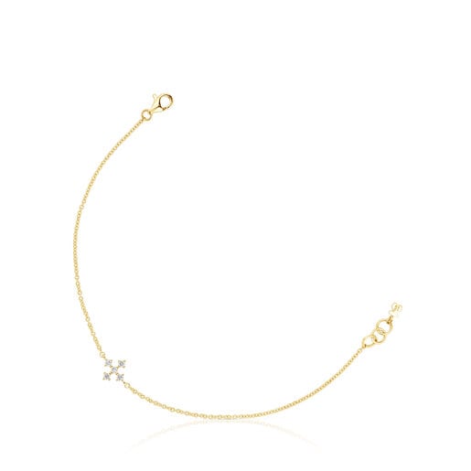 Gold Cross bracelet with diamonds Les Classiques | TOUS