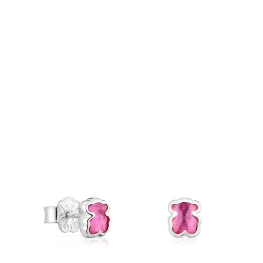 Aretes de plata y rubí creado en laboratorio 5 mm Icon Color LGG