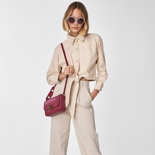 バーガンディのレザー製クロスボディバッグ Tous Legacy Wild