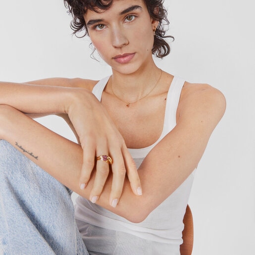 Silver vermeil Gregal orange flower necklace