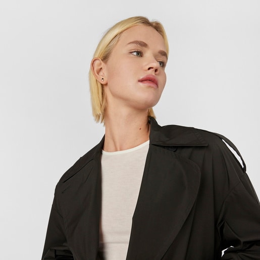 Pendientes con baño de oro 18 kt sobre plata y ónix y perla Glory