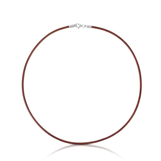 40 cm brown 2 mm Leather TOUS Chokers Choker with Silver Clasp.