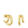 Double Hoop earrings with 18kt gold plating over silver Line