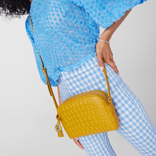 Горчичная кожаная сумка-кроссбоди Sherton