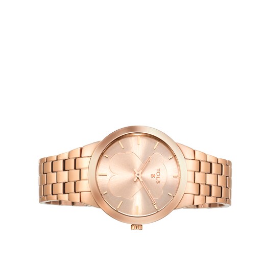 Reloj analógico B-Face de acero IP rosado