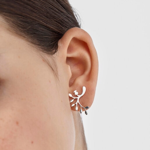 Серебряные серьги с листьями Fragile Nature