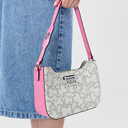 Bolso de hombro beige y rosa Kaos Legacy