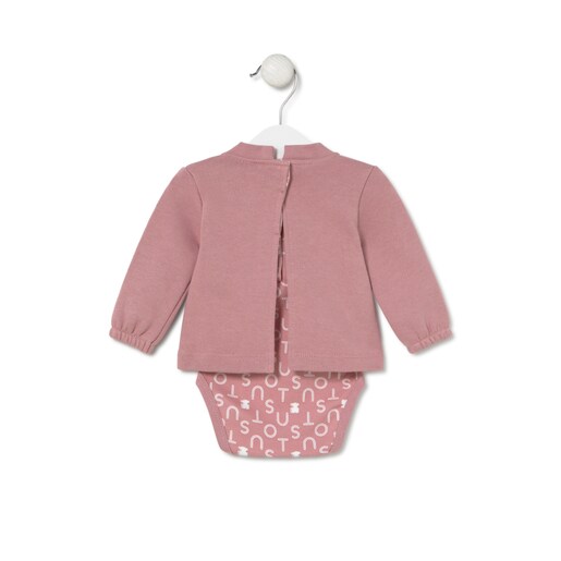 Baby bodysuit with smock in Soft pink