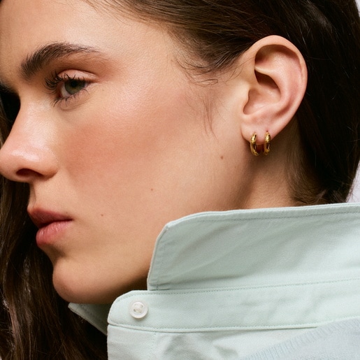 Pendientes aro oso con baño de oro 18 kt sobre plata TOUS Basics