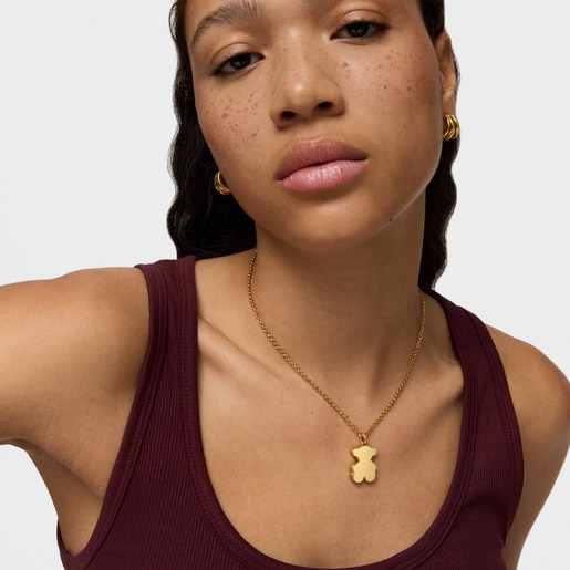 Medium 22mm 18kt gold plating over silver bear Pendant Sweet Dolls