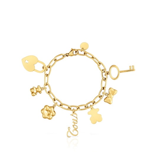 Gold-colored steel Bracelet with hanging charms TOUS Charming