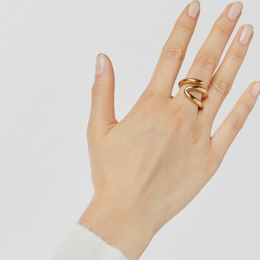 Anillo abierto con baño de oro 18 kt sobre plata Bent