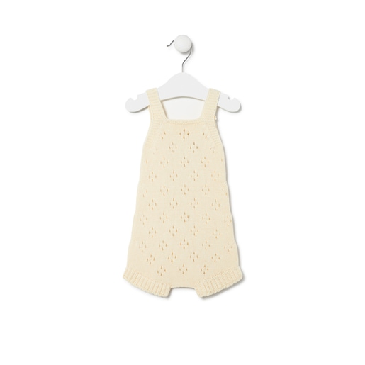 Knitted baby romper in Tricot ecru