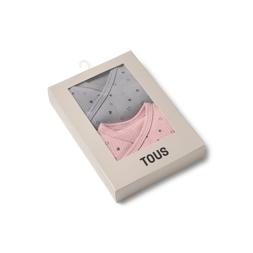 Pack of wrap-over baby bodysuits in Mini pink