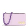 Portefeuille accroché avec pochette pour téléphone portable mauve TOUS Carol