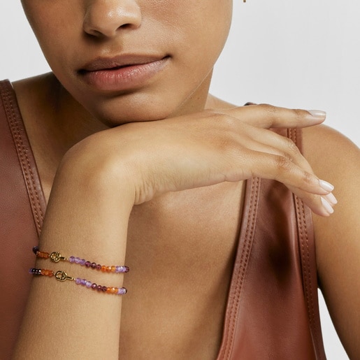 Gold TOUS MANIFESTO Elastic bracelet with gemstones