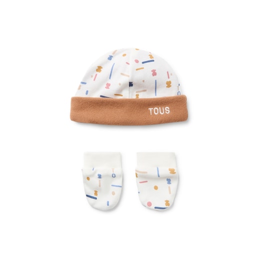 Conjunto de bebé de gorro e luvas Geome cor única