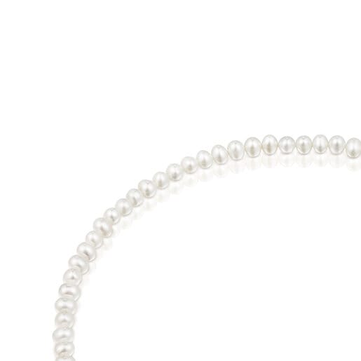 Cultured pearl Lure Necklace with silver vermeil