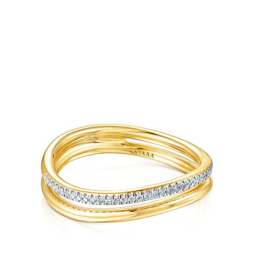 Двойное золотое кольцо Hav с бриллиантами