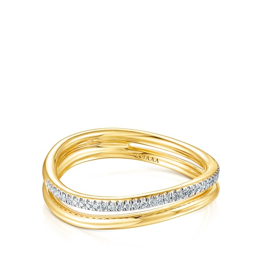 Gold Hav double Ring with diamonds