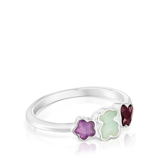 Silver Bold Motif Ring with gemstones and motifs | TOUS