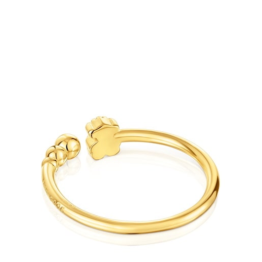 טבעת TOUS Grain פתוחה קטנה עם ציפוי זהב 18 קראט על כסף בשילוב מוטיבים