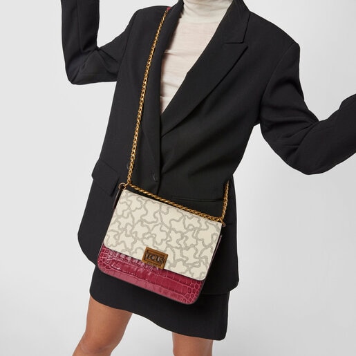 ショルダーバッグ  Kaos Legacy  Kaos柄  M  ベージュ・ワインレッド