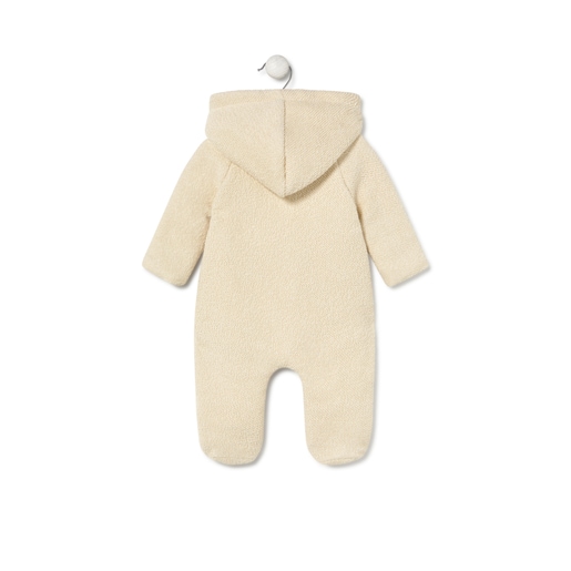 Hooded baby jumpsuit in Arc beige