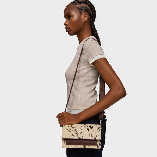 Bandolera de piel pequeña marrón Audree Wild