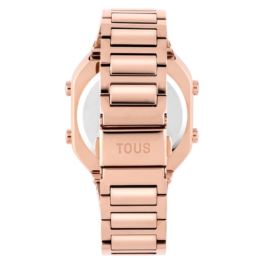Digital Watch with rose-colored IPRG steel bracelet D-BEAR