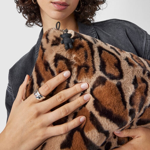 תיק יד Amaya Kaos Shock Wild גדול בצבעי בז' ושחור