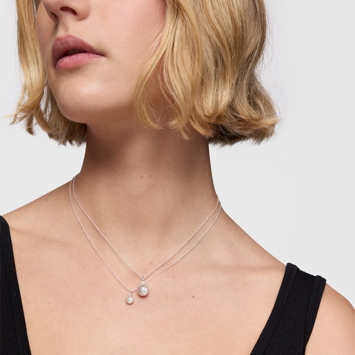 عِقد قصير من الفضة واللؤلؤ المستنبت في المياه العذبة مقاس 10.5 مم من تشكيلة TOUS Icon Pearl