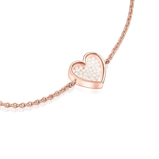 Pulsera con baño de oro rosa 18 kt sobre plata y perlas Areia