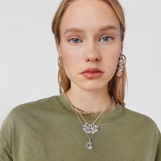 תליון TOUS Alphabet מכסף ומוורמיל כסף עם מדליון האות G