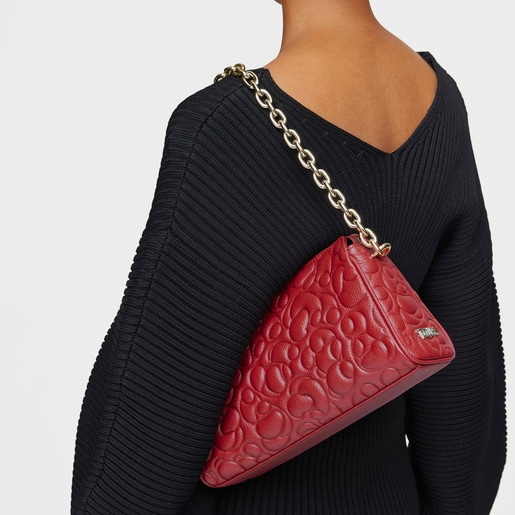 תיק צד TOUS Greta גדול מעור בצבע אדום