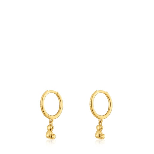 Bold Bear Gold and bear charm Hoop earrings
